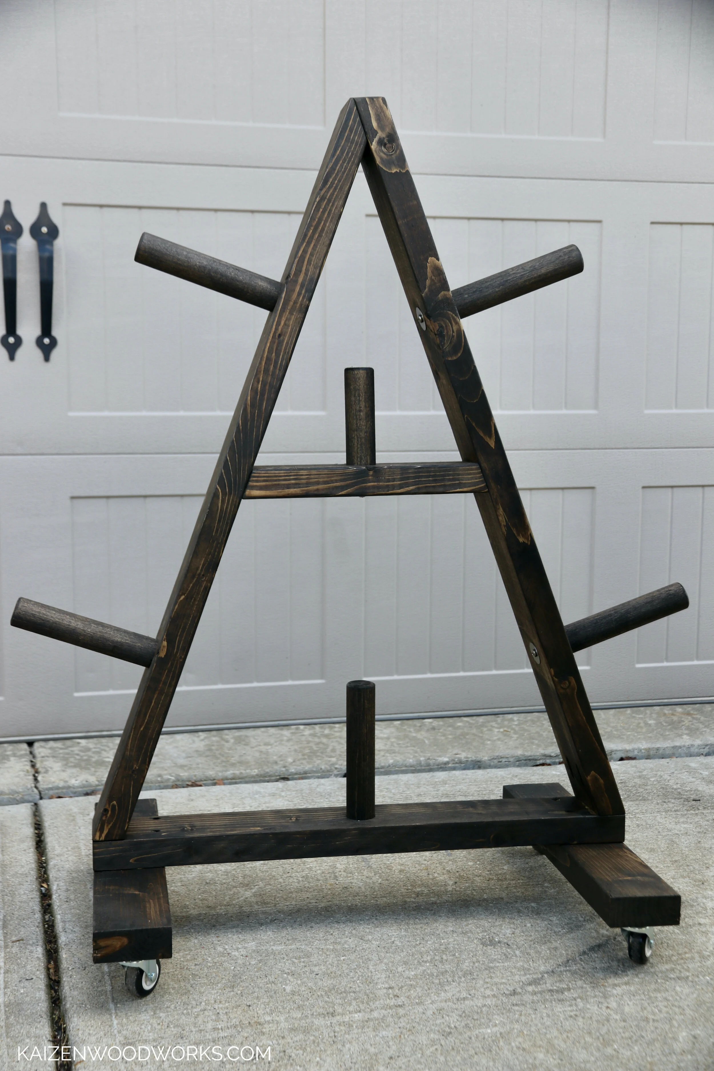 DIY weight rack weight storage tree perfect for home gym